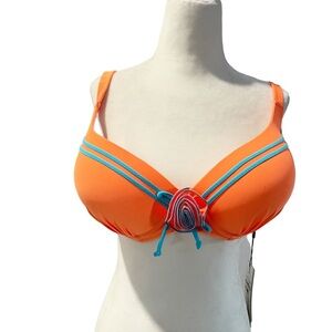 NWT Power Flower Classic Swimwear Bikini Top UnderWire Light Padding  Size L/ 22
